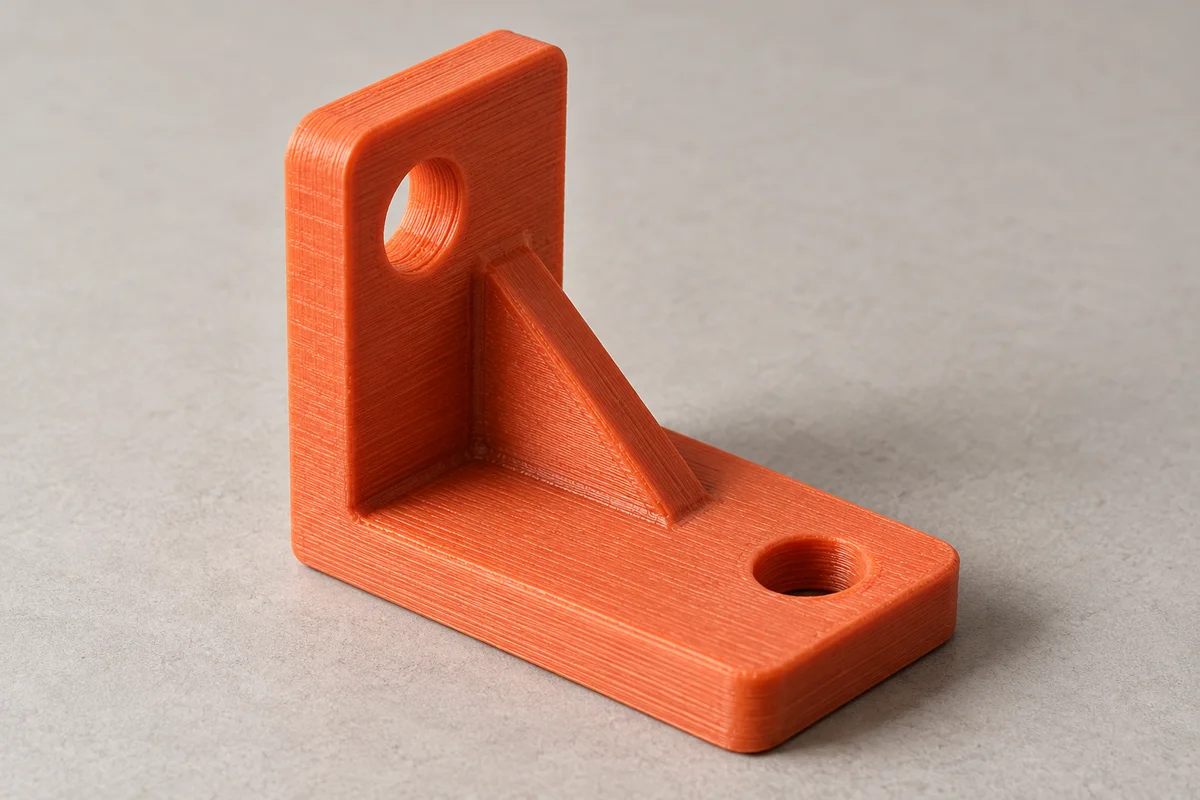FDM printed mounting bracket with visible layer lines